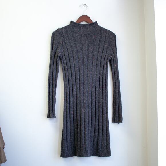 Madewell Gray with Red Speckle Ribbed Turtle Neck Sweater Dress Size XXS - Picture 1 of 7